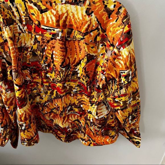 Additions By Chico's Button Floral Jacket Orange Fuchsia Tropical Size 3 (XL). - Picture 7 of 7